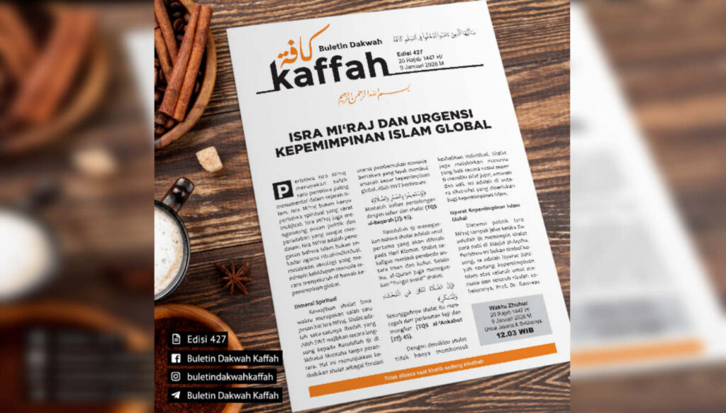Buletin Kaffah Edisi 427 (20 Rajab 1447 H/9 Januari 2026 M). (Ilutrasi: Dok RUZKA INDONESIA)