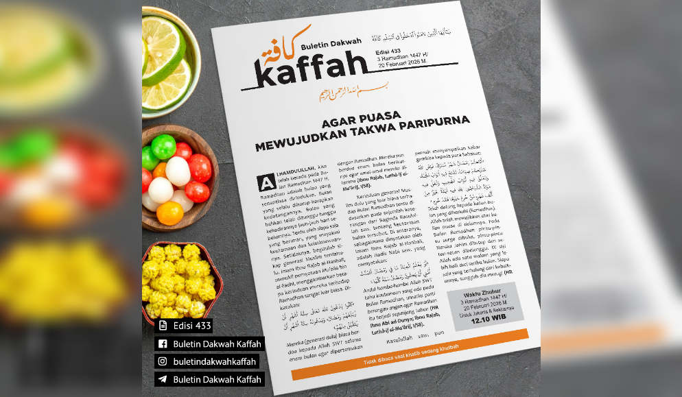 Buletin Kaffah Edisi 433 (3 Ramadhan 1447 H/20 Februari 2026 M). (Ilustrasi: Dok RUZKA INDONESIA)