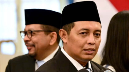 Penasihat Khusus Presiden Bidang Komunikasi Hasan Nasbi dan Kepala Badan Komunikasi Pemerintah Muhammad Qodari yang baru dilantik Presiden Prabowo Subianto, Senin (27/04/2026). (Foto: Dok RUZKA INDONESIA)