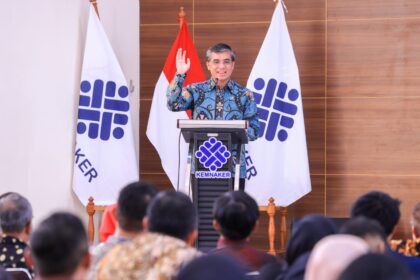 Menaker Yassierli saat membuka kegiatan Talent & Innovation Hub Activation Series bertema From Talent to Market di Balai Pelatihan Vokasi dan Produktivitas Bandung Barat, Minggu (10/5/2026).