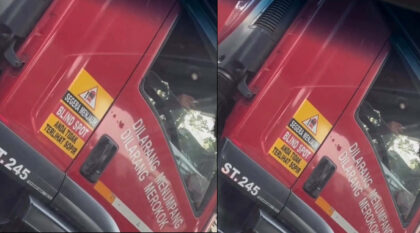 Seorang Awak Mobil Tangki (AMT) mitra Pertamina Patra Niaga tertangkap kamera sedang merokok saat bertugas mengemudikan mobil tangki. (Foto: Instagram/Dok RUZKA INDONESIA)