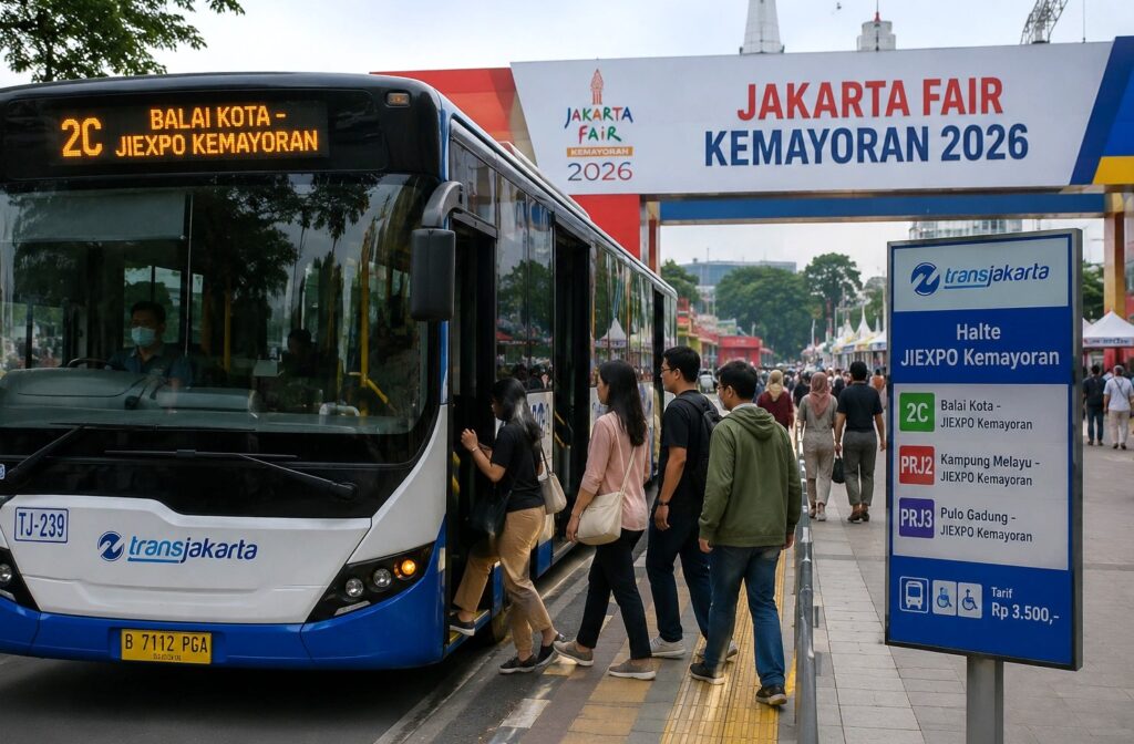 Moda transportasi menuju Jakarta Fair Kemayoran. (Foto: Istimewa)