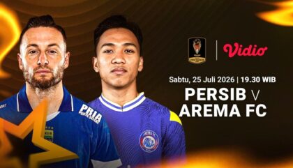 Persib Bandung dan Arema FC akan melakoni laga perdana Piala Presiden 2026 , Sabtu (25/07) malam. (Foto: Vidio)