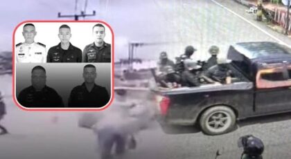 Lima tentara yang tewas, dan enam pelaku yang terpantau kamera CCTV melintas menggunakan mobil pikap. (Foto: Facebook)