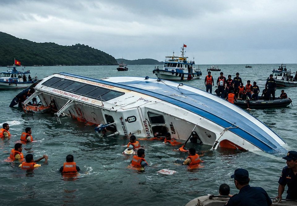 Perahu Terbalik di Pulau Phu Quoc, Vietnam. (Foto: X.com)