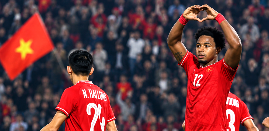 Pemain Vietnam, Nguyen Xuan Son, melakukan selebrasi seusai menyarangkan gol ke gawang Malaysia. (Foto: VFF)