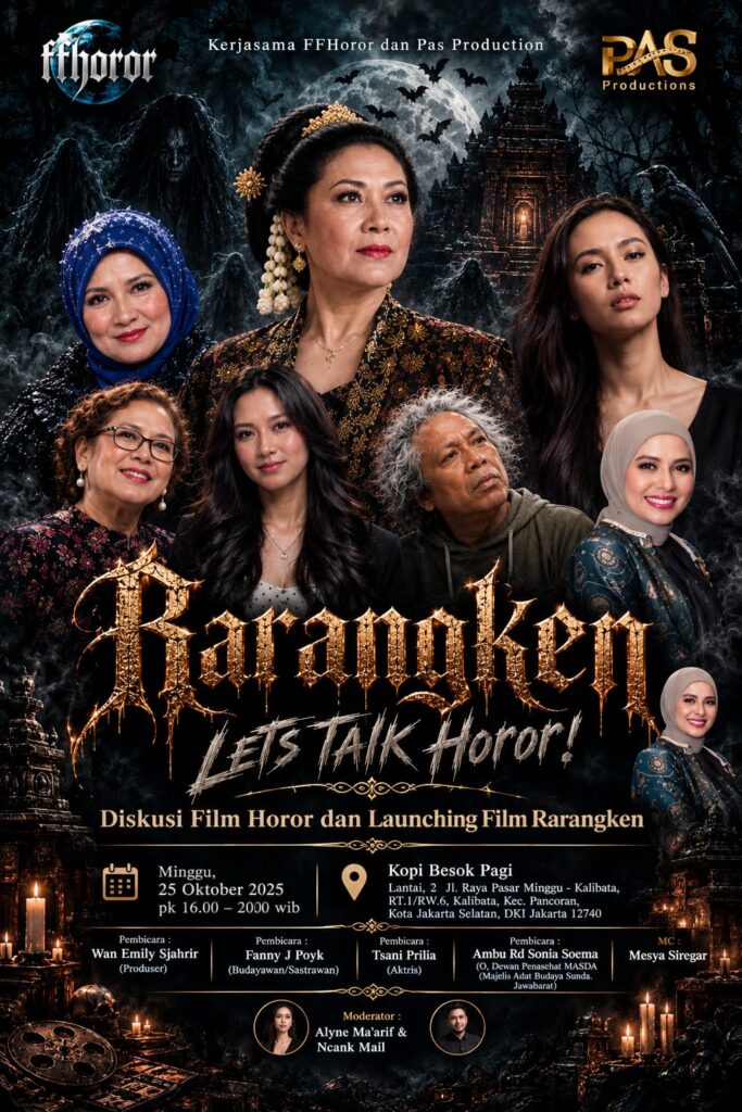 Flayer Diskusi Film Horor dan Launching Film Rarangken. (Foto: Dok RUZKA INDONESIA)